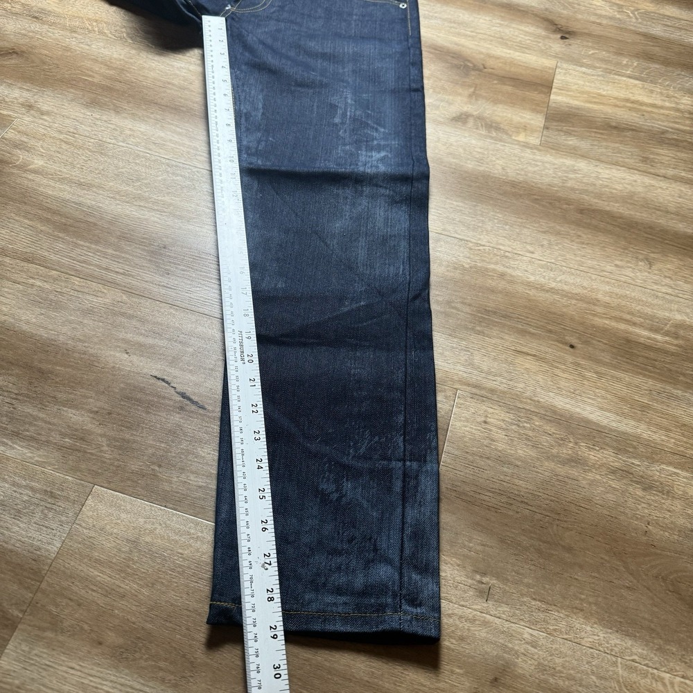 Selvedge Jeans Mens 32x29 Indigo Blue Selvedge Raw Denim Button Fly Dark Wash - Picture 11 of 13